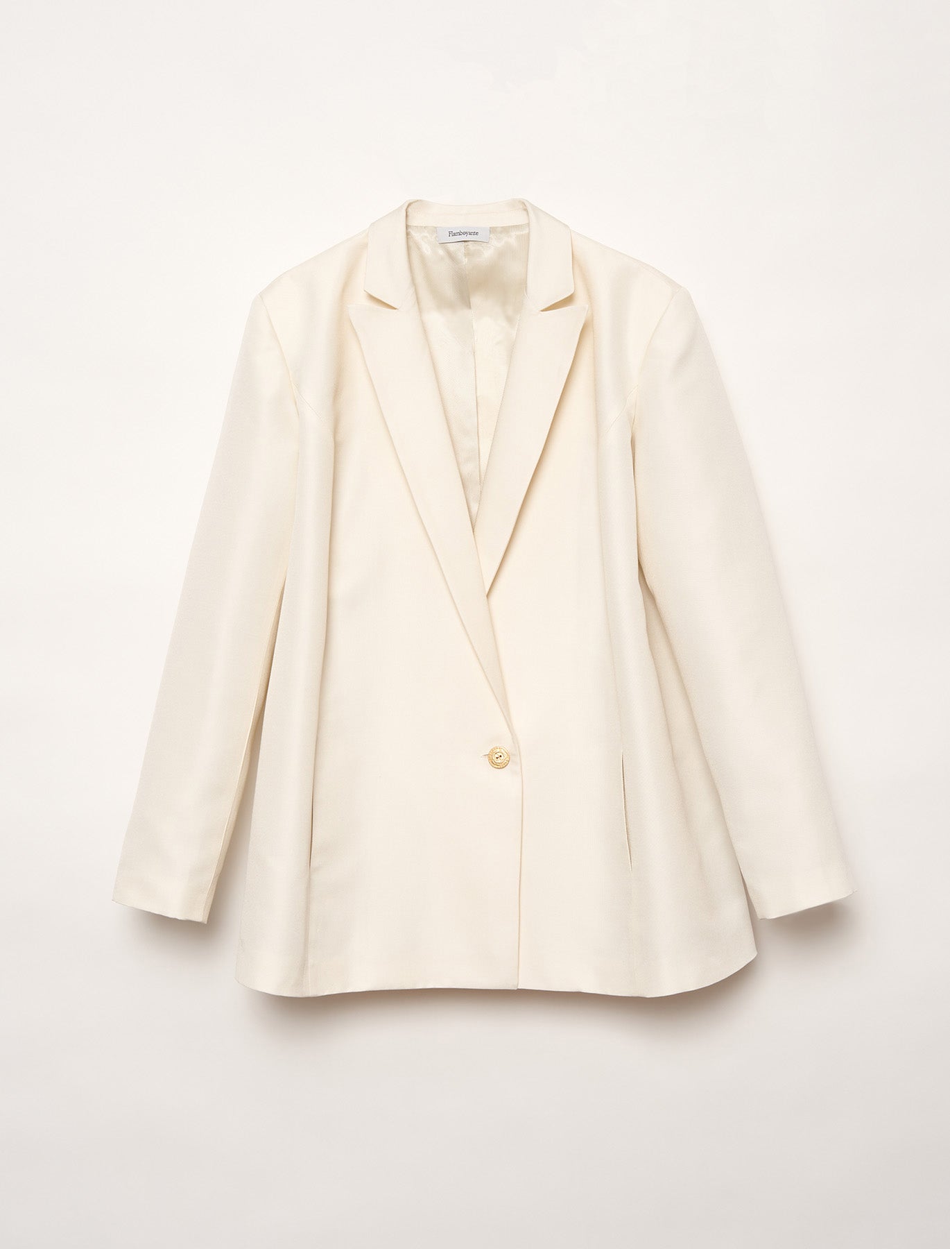 White silk jacket with tailored collar