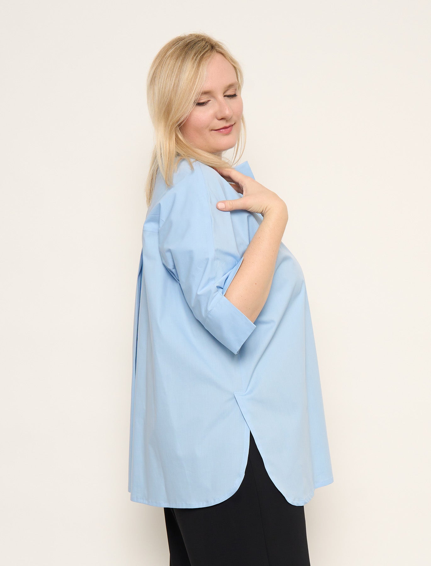 Sky blue fluid cotton blouse