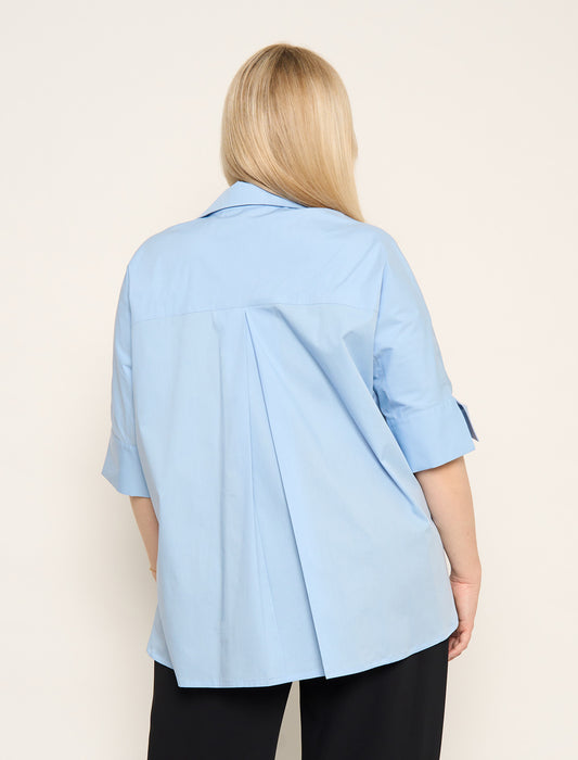 Sky blue fluid cotton blouse