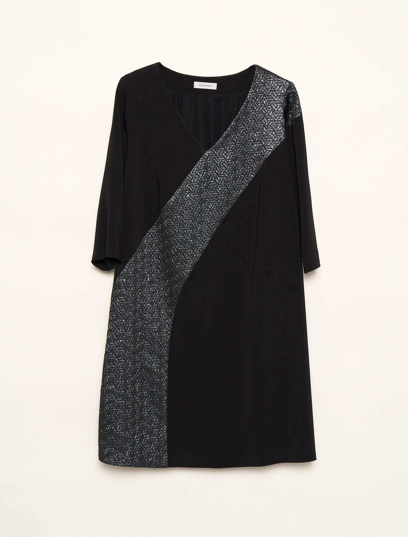 Stretch cady dress in shiny blue fabric