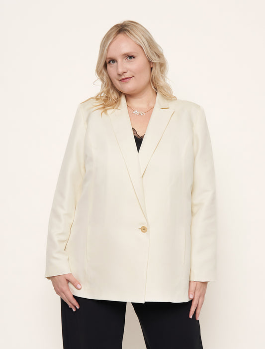 White silk jacket with tailored collar