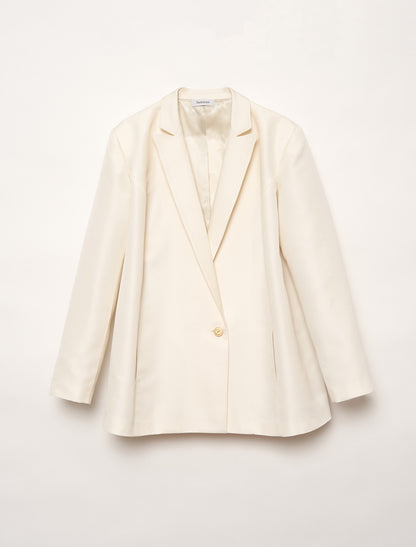 White silk jacket with tailored collar