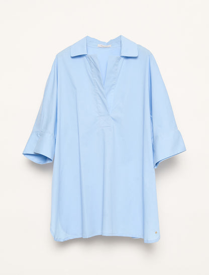 Sky blue fluid cotton blouse