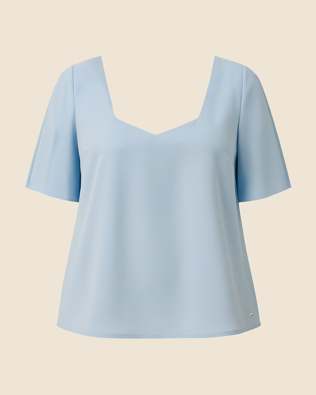 Sky blue top in crepe back satin