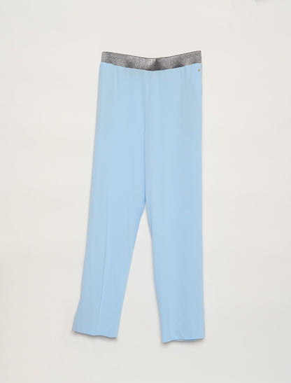 Pantalon bleu ciel évasé fluide