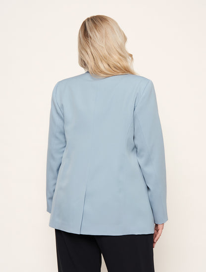 Sky blue fluid wool jacket with tailored collar