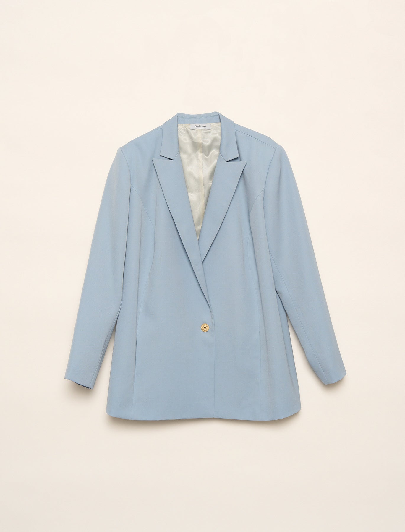 Sky blue fluid wool jacket with tailored collar