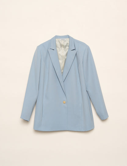 Sky blue fluid wool jacket with tailored collar