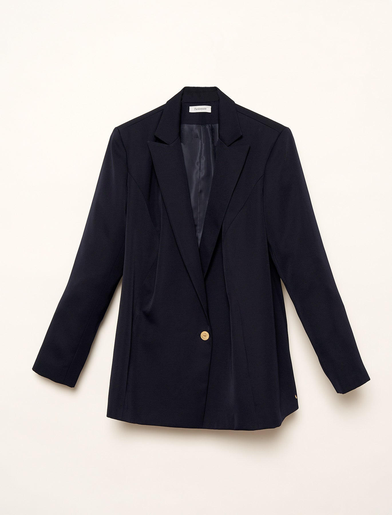 Midnight blue fluid wool jacket with tailored collar